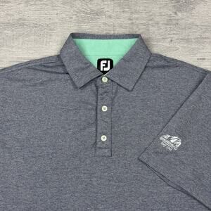 FootJoy Heather Grey Green Pique Polo Golf Shirt Men’s Size Large EUC Preppy